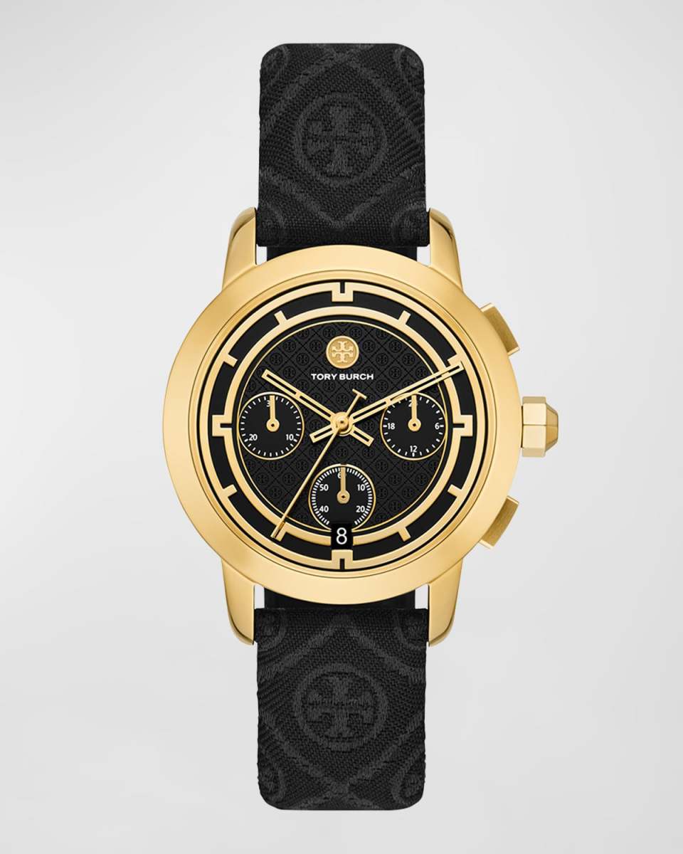 The Tory Chronograph Gold Tone Stainless Steel Watch, Black